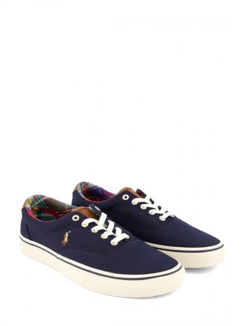 RALPH LAUREN KEATON PONY Canvas-Sneaker Jägermarine / Madras - Damenschuhe