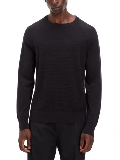 CALVIN KLEIN TEXTURED JUMPER Pullover aus Bio-Baumwolle Ck Schwarz - Herrenpullover