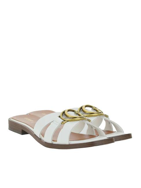 GUESS SYMO Flache Sandalen aus Leder Weiß - Damenschuhe