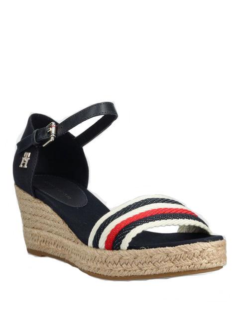 TOMMY HILFIGER MID WEDGE CORPORATE Sandalen aus Baumwolle Raum blau - Damenschuhe