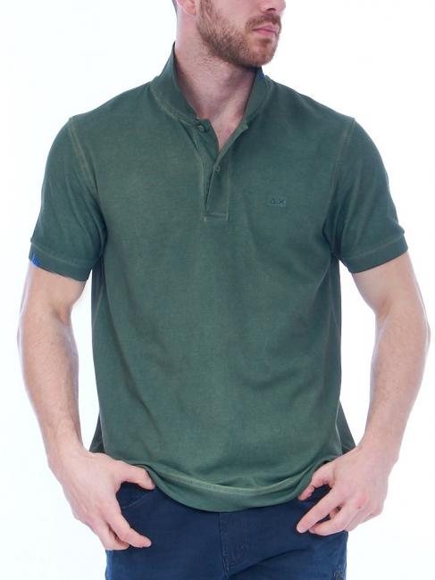 SUN68 SPECIAL DYED EL. Poloshirt aus Stretch-Baumwolle Militär- - Herren-Polo-Shirts/Herren-Polo-Shirt/Herrenpoloshirt/Herrenpoloshirts