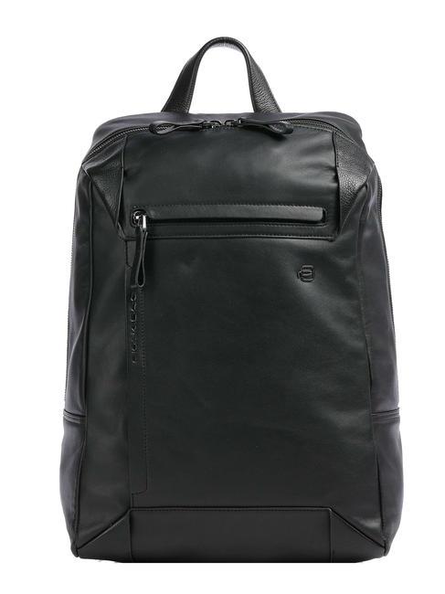 PIQUADRO PAN Lederrucksack für 15" PC Schwarz - PC-Rucksäcke