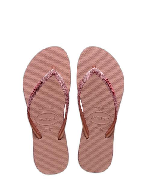 HAVAIANAS SLIM SPARKLE II Flip Flops Krokusrose/goldenes Rouge - Damenschuhe