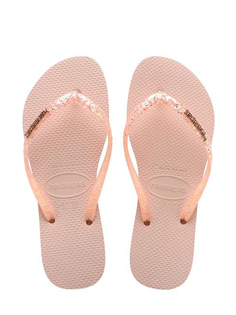 HAVAIANAS SLIM GLITTER FLOURISH Flip-Flops aus Gummi Makronen rosa - Damenschuhe