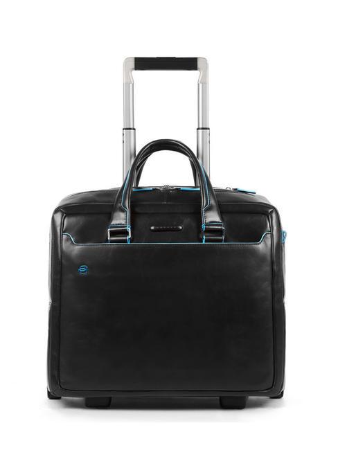 PIQUADRO BLUE SQUARE Piloten-Trolley aus Leder, 15,6 "PC-Halterung Schwarz - Pilotentrolley