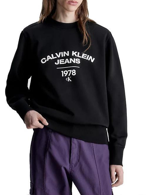 Calvin Klein Ck Jeans Varsity Einkaufen Schwarz- Mit Outlet-Preisen! Sweatshirt Rundhalsausschnitt Ck Zu