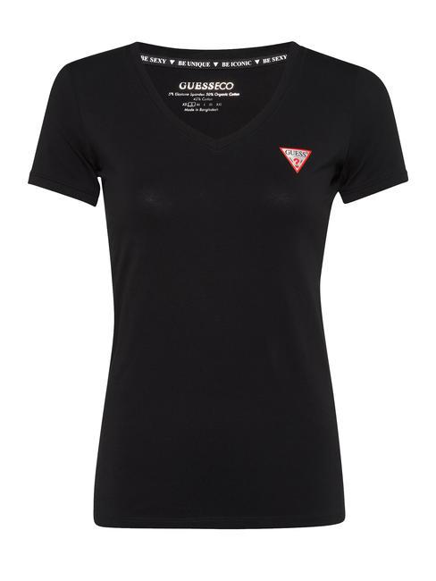 GUESS MINI TRIANGLE T-Shirt mit V-Ausschnitt jetbla - T-Shirts und Tops für Damen