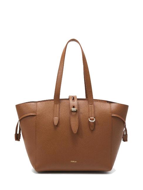 FURLA NET Kleine Einkaufstasche aus Leder Cognac - Damentaschen