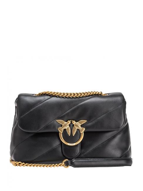 PINKO CLASSIC LOVE PUFF Tasche aus Nappaleder schwarz-antikgold - Damentaschen