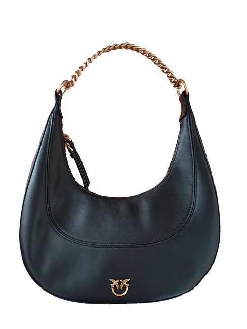 PINKO BRIOCHE Hobo-Tasche aus weichem Leder schwarz-antikgold - Damentaschen