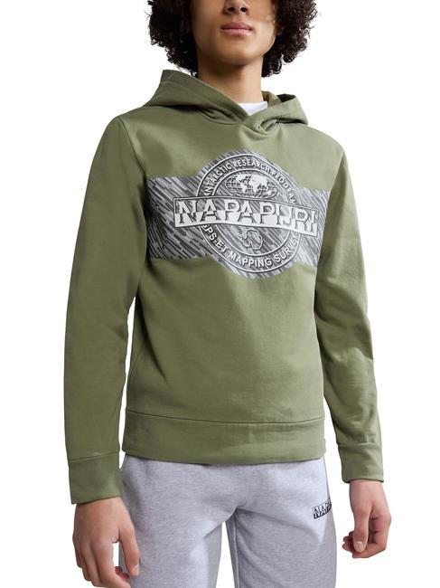 NAPAPIJRI KIDS B-PINZON Baumwoll-Sweatshirt mit Kapuze grüne Flechte - Sweatshirts Kinder