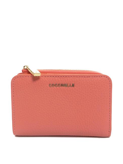 COCCINELLE METALLIC SOFT Kleine Geldbörse aus strukturiertem Leder hyperrosa - Brieftaschen Damen