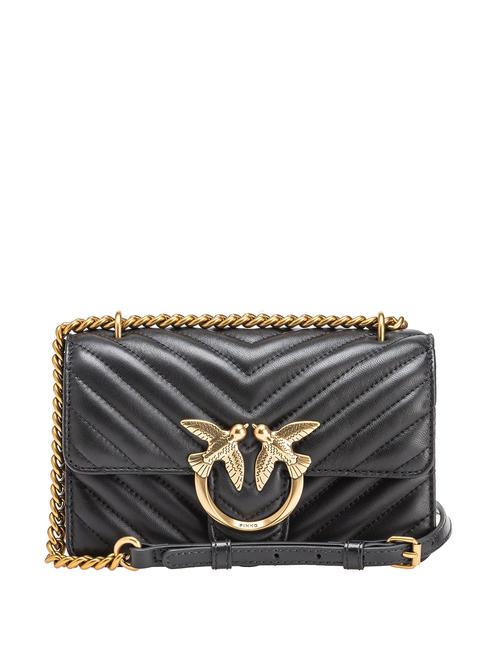 PINKO MINI LOVE BAG Eine Chevron-Tasche schwarz-antikgold - Damentaschen