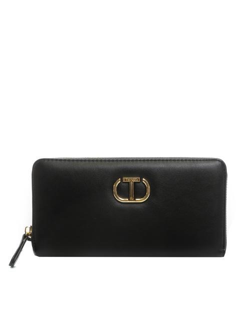 TWINSET NEW OVAL T Großes Lederportemonnaie Schwarz - Brieftaschen Damen