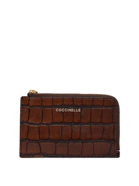 COCCINELLE METALLIC CROCO SHINY Kartenhalter mit Reißverschluss Jahrgang - Brieftaschen Damen