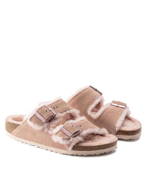 BIRKENSTOCK ARIZONA SHEARLING Sandale aus Leder und Fell hellrosa - Damenschuhe