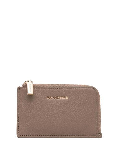 COCCINELLE METALLIC SOFT Kartenetui/Geldbörse aus Leder warmes Taupe - Brieftaschen Damen