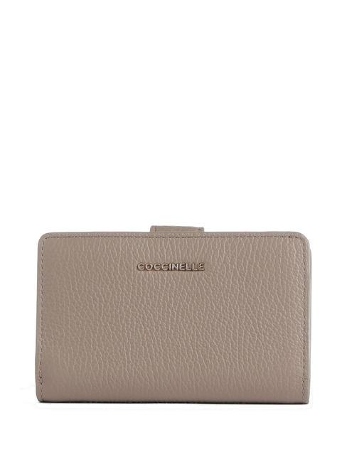 COCCINELLE METALLIC SOFT Geldbörse aus strukturiertem Leder warmes Taupe - Brieftaschen Damen