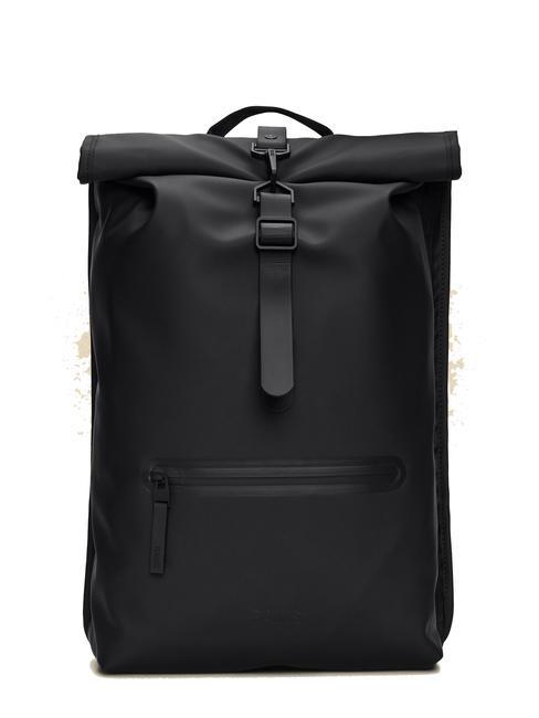 RAINS ROLLTOP RUCKSACK Großer wasserdichter Rucksack Schwarz - Rucksäcke