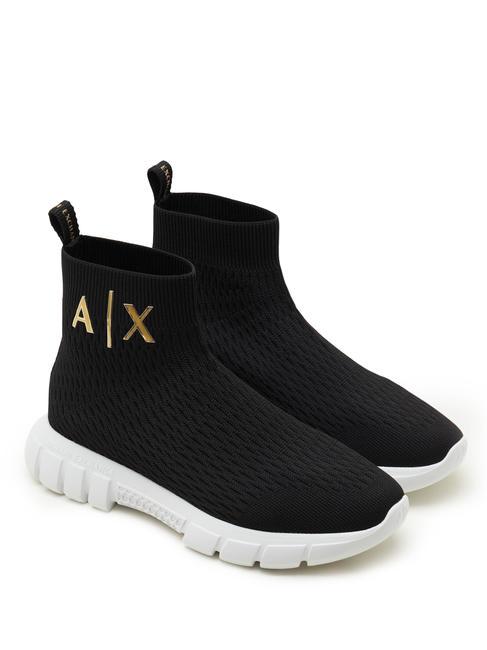 ARMANI EXCHANGE FUL KNIT Sockensneaker schwarz+gold - Damenschuhe