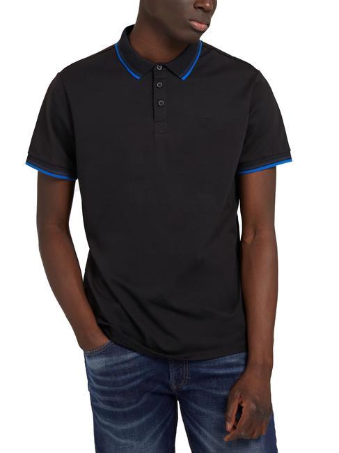 GUESS PIQUE Stretch-Kurzarm-Poloshirt jetbla - Herren-Polo-Shirts/Herren-Polo-Shirt/Herrenpoloshirt/Herrenpoloshirts