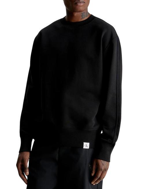 CALVIN KLEIN CKJ WOVEN TAB Sweatshirt aus Baumwolle mit Rundhalsausschnitt Ck Schwarz - Sweatshirts Herren