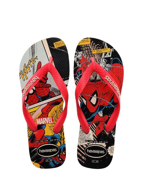 HAVAIANAS TOP MARVEL CLASSICS Gummi-Flip-Flops beiges Stroh/rotes Rubin - Schuhe Unisex