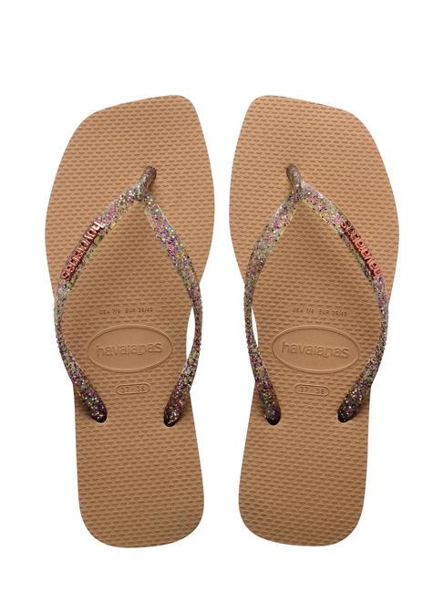 HAVAIANAS SQUARE LOGO Flip-Flops rosé / gold - Damenschuhe