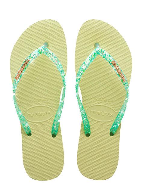 HAVAIANAS SLIM GLITTER FLOURISH Flip-Flops aus Gummi grüner Garten - Damenschuhe