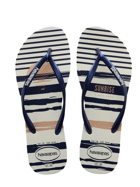 HAVAIANAS SLIM NAUTICAL Flip Flops weiß/marineblau/weiß - Damenschuhe