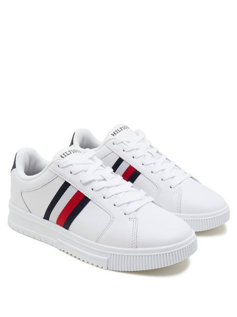 TOMMY HILFIGER SUPERCUP STRIPES Ledersneaker Weiß - Herrenschuhe