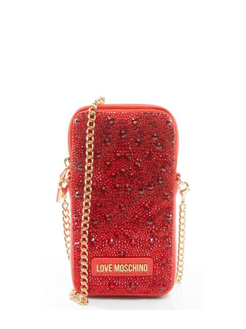 LOVE MOSCHINO HOTFIX iPhone-Clutch mit Schultergurt Burgund - Damentaschen