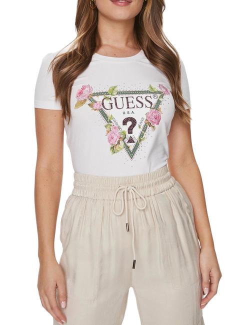 GUESS FLORAL TRIANGLE T-Shirts purweiß - T-Shirts und Tops für Damen