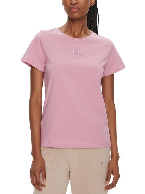 PINKO BUSSOLOTTO T-Shirt mit Liebesvögel-Stickerei Orchideenrauch - T-Shirts und Tops für Damen