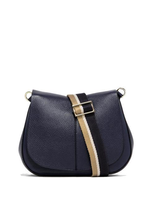 GIANNI CHIARINI HELENA ROUND Ledertasche mit doppeltem Schultergurt NAVY BLAU - Damentaschen