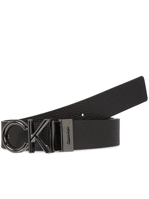 CALVIN KLEIN CK METAL Wendegürtel aus Leder Schwarz Braun - Gürtel