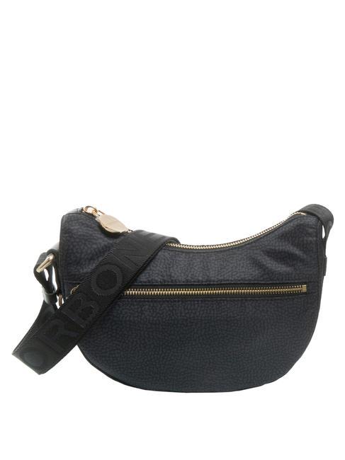 BORBONESE HOBO LUNA MINI ECO LINE Schultertasche dunkles Schwarz - Damentaschen