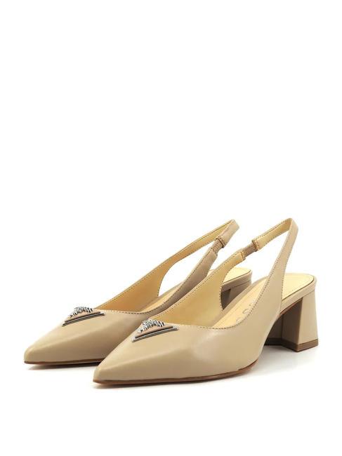 GUESS ZANDA Slingback-Pumps aus Leder Taupe - Damenschuhe