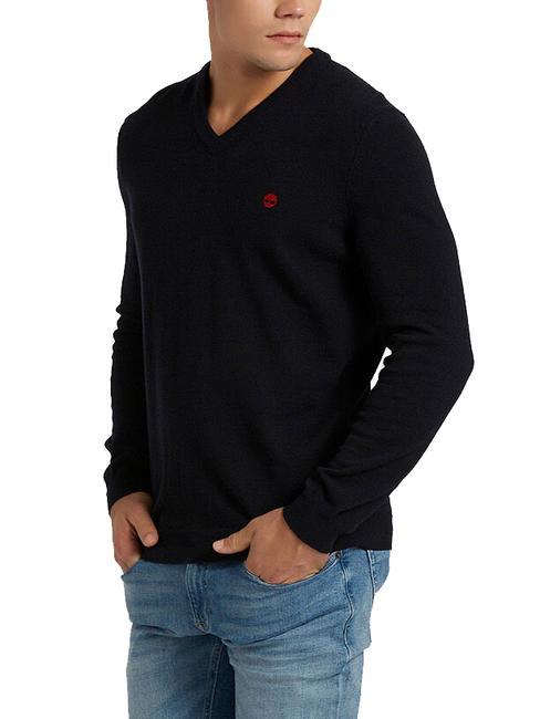 TIMBERLAND MERINO Pullover mit V-Ausschnitt aus Wollmischung dunkler Saphir - Herrenpullover