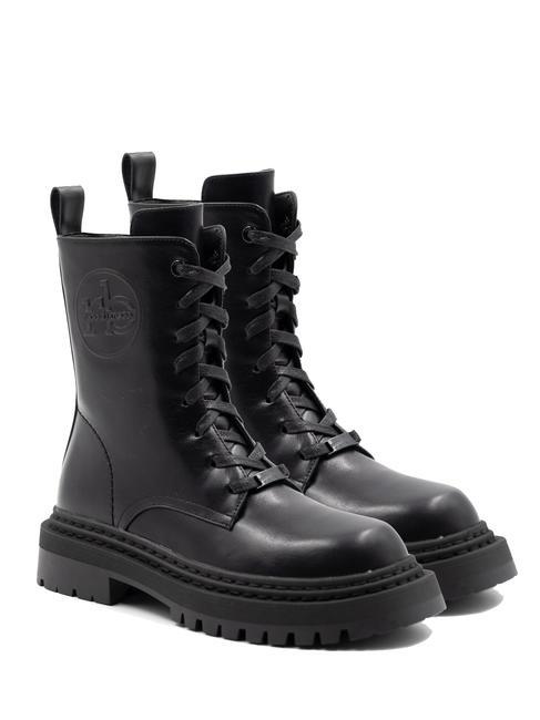 ROCCOBAROCCO ROUND LOGO Schnürstiefel mit Reißverschluss Schwarz - Damenschuhe