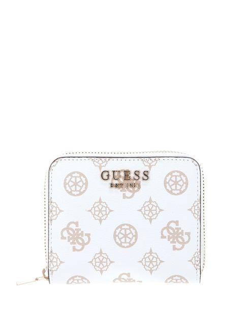 GUESS LAUREL Logo Mini-Geldbörse mit umlaufendem Reißverschluss weißes Logo - Brieftaschen Damen