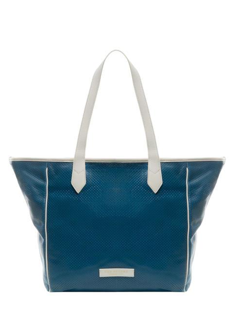 THE BRIDGE SHOPPER Mikroperforierte Ledertasche blau abb. Gold - Damentaschen