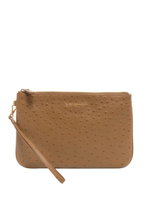 COCCINELLE NEW BEST OSTRICH Clutch aus Leder Haselnuss - Damentaschen