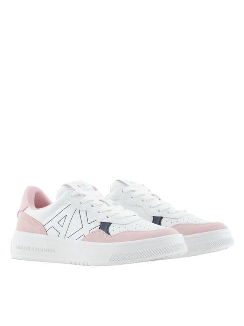 ARMANI EXCHANGE Sneakermitdettagli scamosciati Turnschuhe op.weiß+rose+schwarz - Damenschuhe