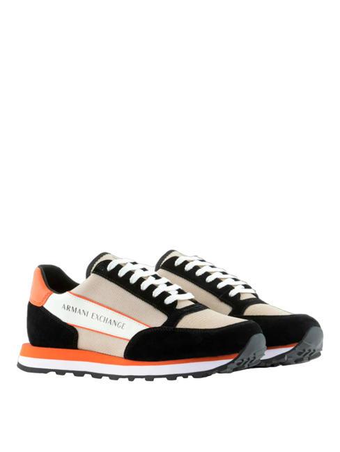 ARMANI EXCHANGE OSAKA Turnschuhe Mann schwarz+orange+creme - Herrenschuhe