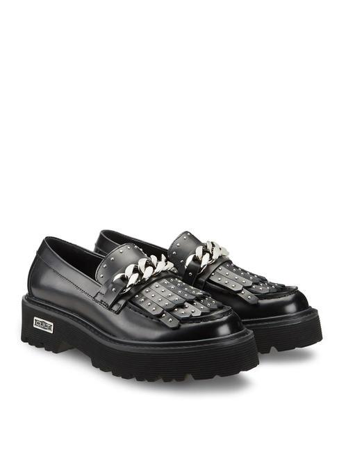 CULT SLASH 3194 Leder-Loafer mit Nieten und Quasten Schwarz - Damenschuhe