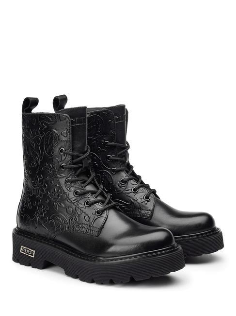 CULT SLASH 3905 Amphibien-Stiefeletten aus St. Paisley-Leder Schwarz - Damenschuhe