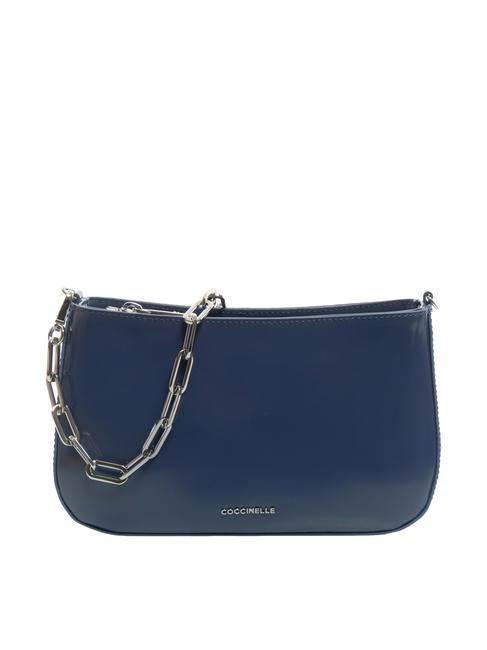 COCCINELLE LILY SHINY CALF Mini-Ledertasche mit Kettengriff Blaubeere - Damentaschen