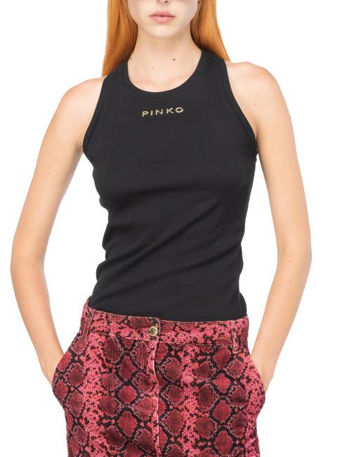 PINKO DISTINTO Geripptes Tanktop schwarze Limousine - T-Shirts und Tops für Damen