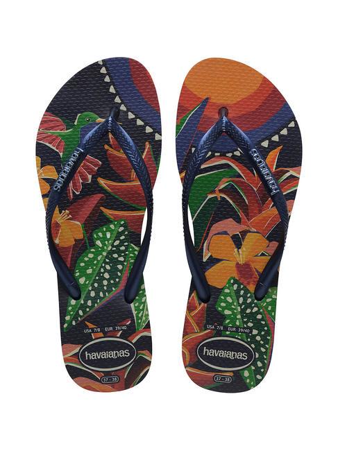 HAVAIANAS  SLIM TROPICAL Flip-Flops MARINEBLAU / BLAU / MARINEBLAU - Damenschuhe